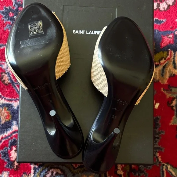 Saint Laurent Women's Cream Mules - Picture 6 of 10
